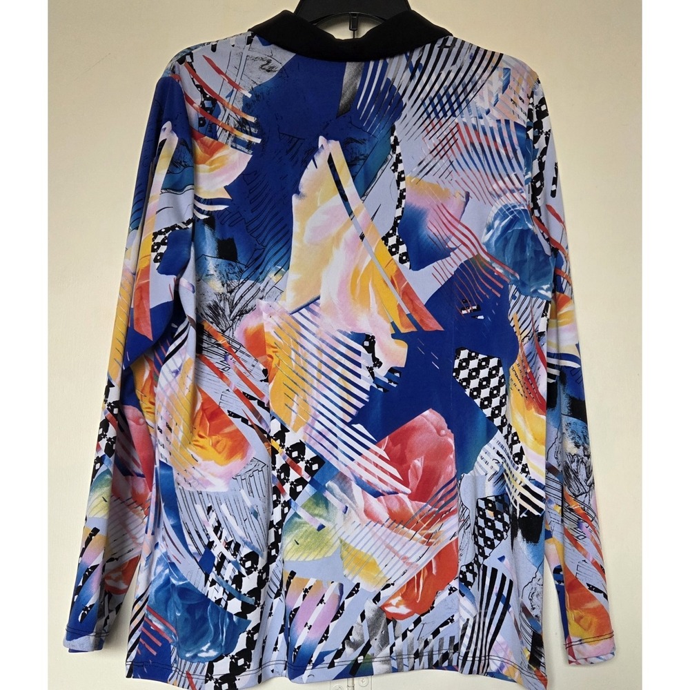 ALLISON DALEY Womens Blouse Size Med Multicolor Abstract Print Long Sleeve ~EUC~ - Picture 3 of 3